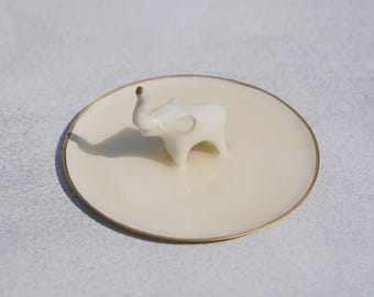 Elephant Trinket Tray: White Brass Ring & Jewelry Holder