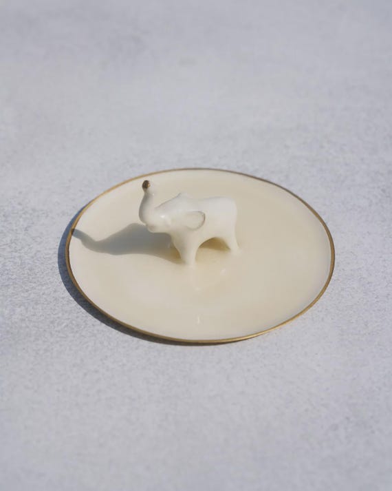 Elephant Trinket Tray: White Brass Ring & Jewelry Holder