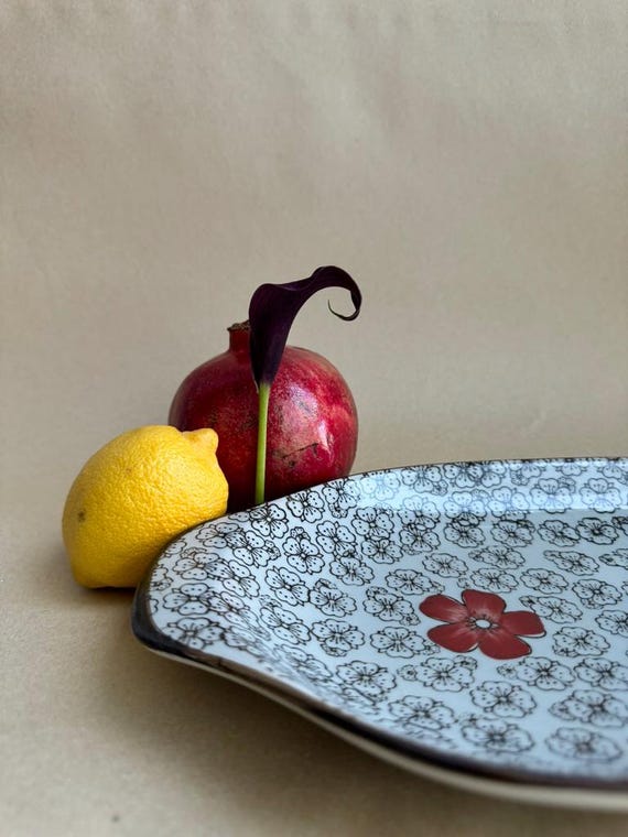 Hand-Painted Ceramic Serving Tray – Floral Tray