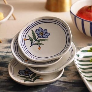2er-Set handbemalte Tapas-Teller aus Keramik, glasierte mehrfarbige Teller, handwerkliche indische Keramik, lebendiges Geschirr für Gastgeschenke und Abendessen