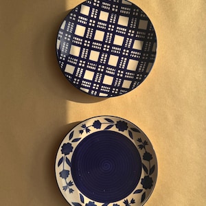 Hand-Painted Blue Ceramic Plate Set of 2, Dessert plate, Ceramic plate, Blue and White tableware