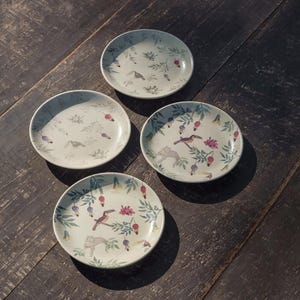 floral tapas plates, cute snack plates, set of 4, stylish small dinner plates