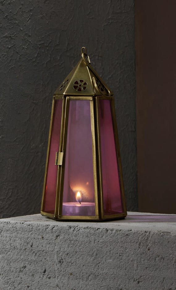 Vintage Pink Glass Lantern