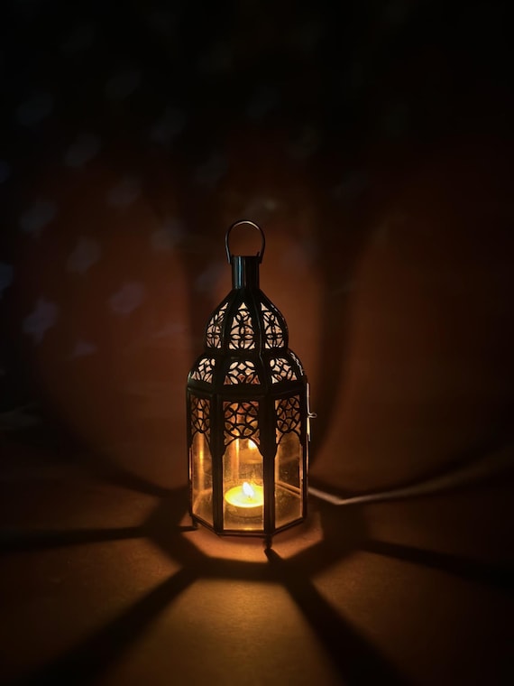 Vintage Amber Glass Lantern
