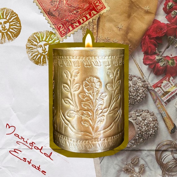 Handcrafted Brass Jasmine Scented Candle: Ornate Home Decor