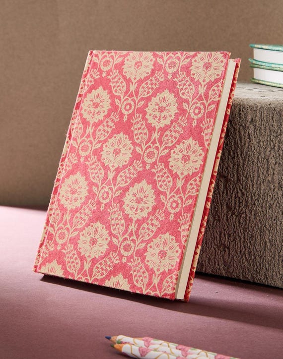 Handcrafted Pink Notebook – Gold Foil Journal, Aesthetic Diary, Travel Notebook, Gift for Writers & Artists