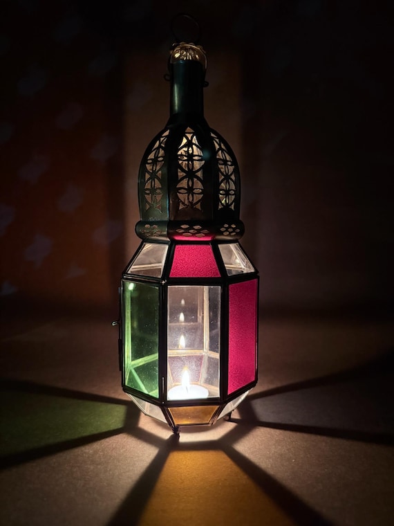 Vintage Colored Glass Lantern