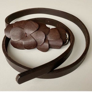 Vintage 1960s-70s Thin Dark Brown Wrap Belt 1960s 70s Skinny Double Wrap Belt Gold Buckle O Ring Dark  main image 4