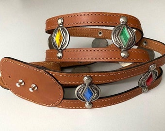 Vintage Sangiorgio Made in Italy Heavy Leather Studded Belt  display picture 2