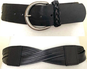 Vintage Braided Saddle Leather Belt Unisex Small Made in England Classic 1.5\
