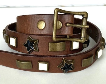 Liebeskind studded thin leather belt. Liebeskind Womens Belt Leather Skinny Studded Jeans Belt  main image 2