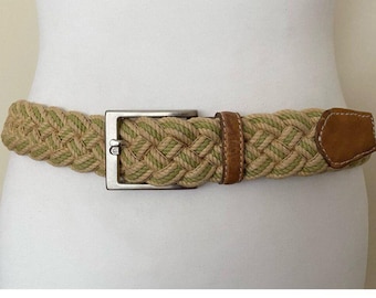 Cinturón deportivo vintage Bellido de cuero y algodón para hombre, informal, tejido con cuerda, estilo celta, estilo rústico estilo western bohemio.