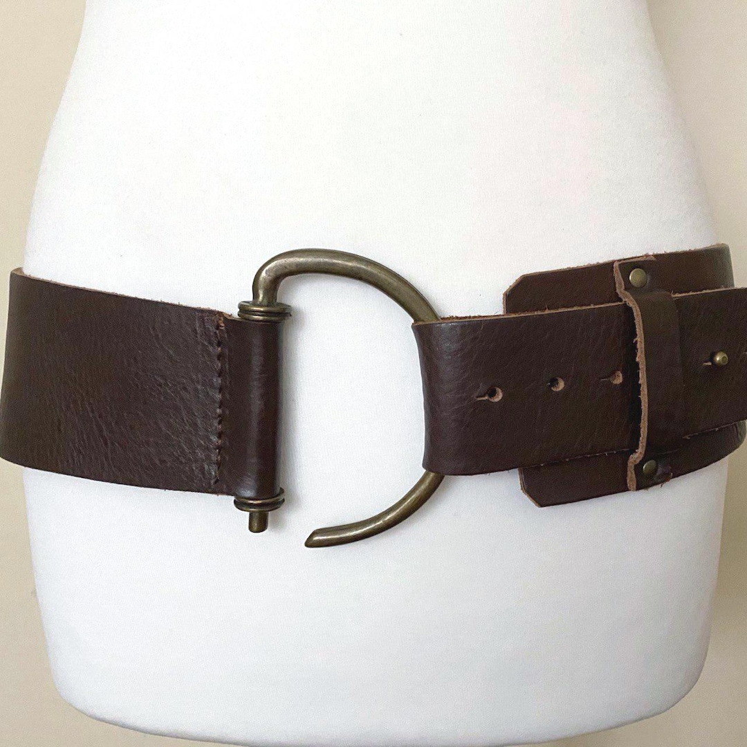 Xworks Vintage Asymmetrical Brown High Low Waist Leather Belt Boho