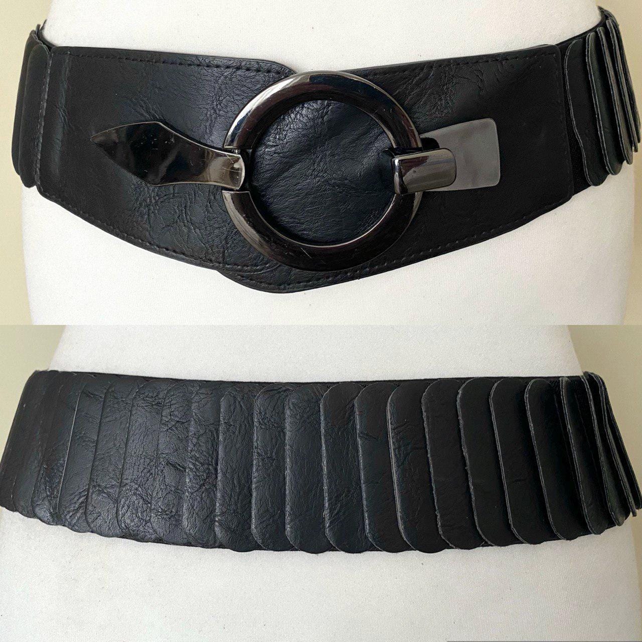 Vintage Wide Elastique Belt Black Wide Non Leather Belt, 29,5-33,5