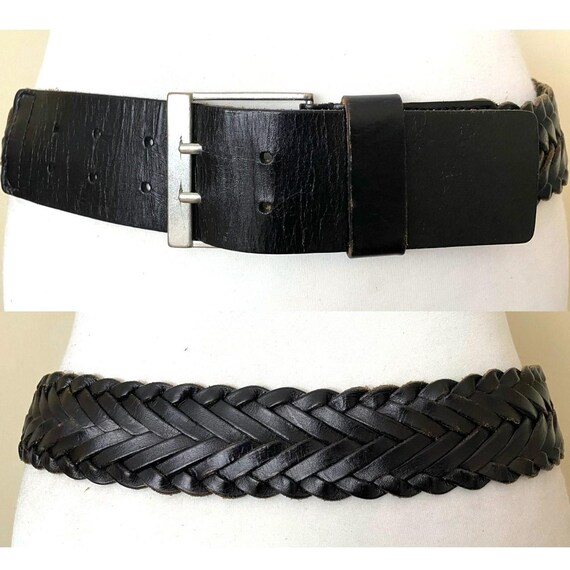 Black Leather Wide Adjustable Boho Rare Belt Size L BAOKELAN Wide Disc Belts for Women Concho Leather Disk Link  main image 2