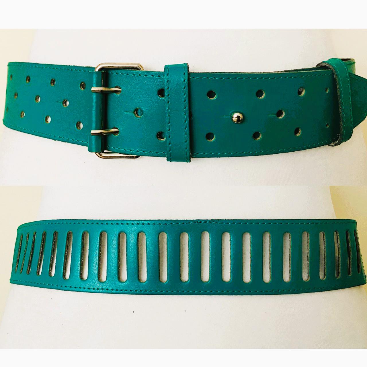 Chic Turquoise Perforated Belt Pelosa Belt - Tooled — Turquoise – Patricia Nash main image 4