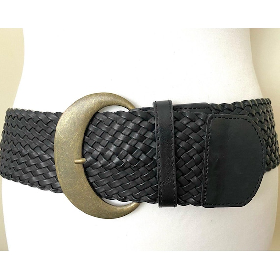 Vintage Wide Black Braided Non Leather Belt, M L Size - Etsy display picture 3