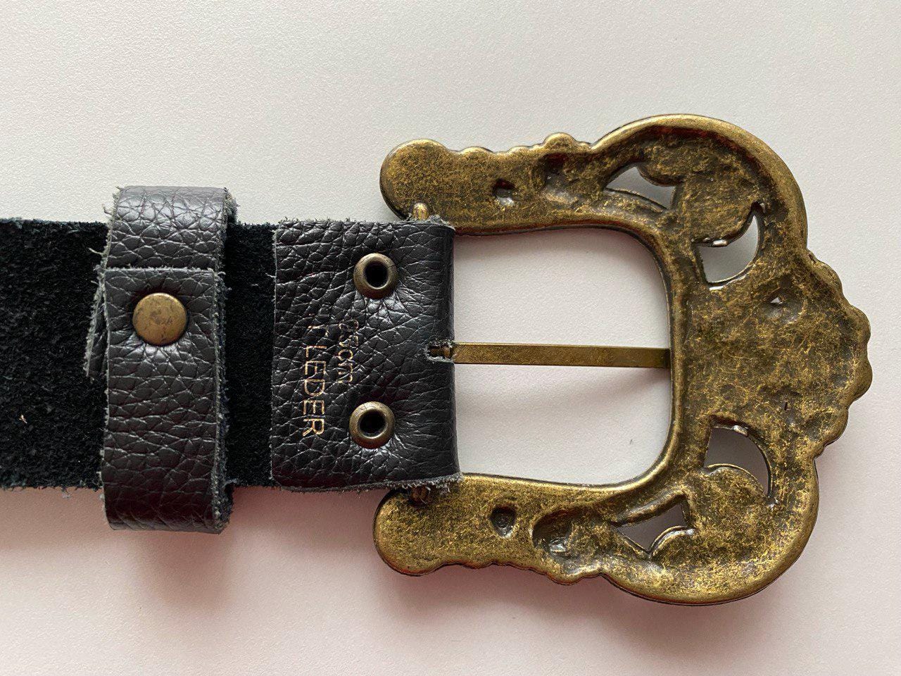 Vintage 80s 90s Studded Western Cowboy Rocker Leather Belt Gothic