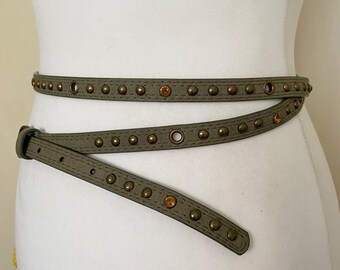 Vintage Grommet Studded Super Skinny Double Wrap Greyish  display picture 2