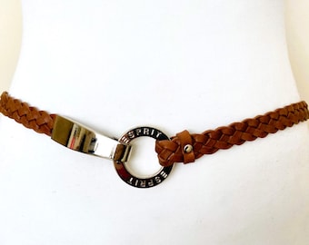 Vintage ESPRIT Super Skinny Braided Leather Belt, Size 33,5"/85cm