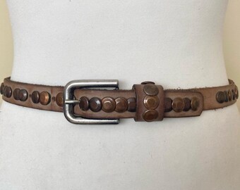 Fossil Womens Cream Leather Western Hippie Bohemian Studded Belt Sz M Fossil Womens Cream Leather Western Hippie Bohemian Studded  main image 4