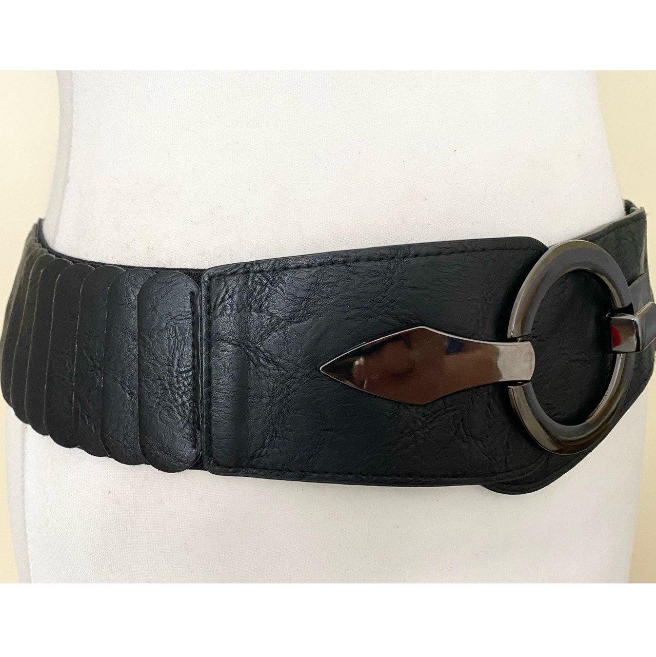 1980\'s Vintage Black Leather Belt 5 ropes 2\