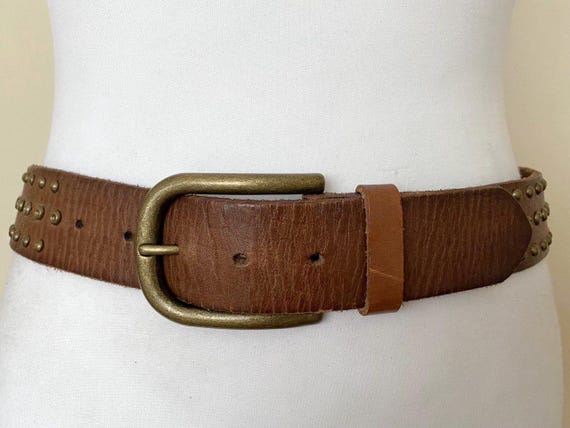 Vintage Liebeskind Berlin Leather Belt Studded Brown Leather 