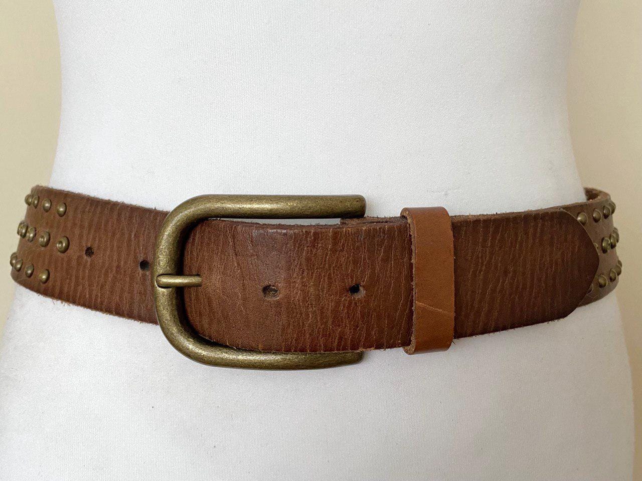Vintage Liebeskind Berlin Leather Belt Studded Brown Leather  display picture 2
