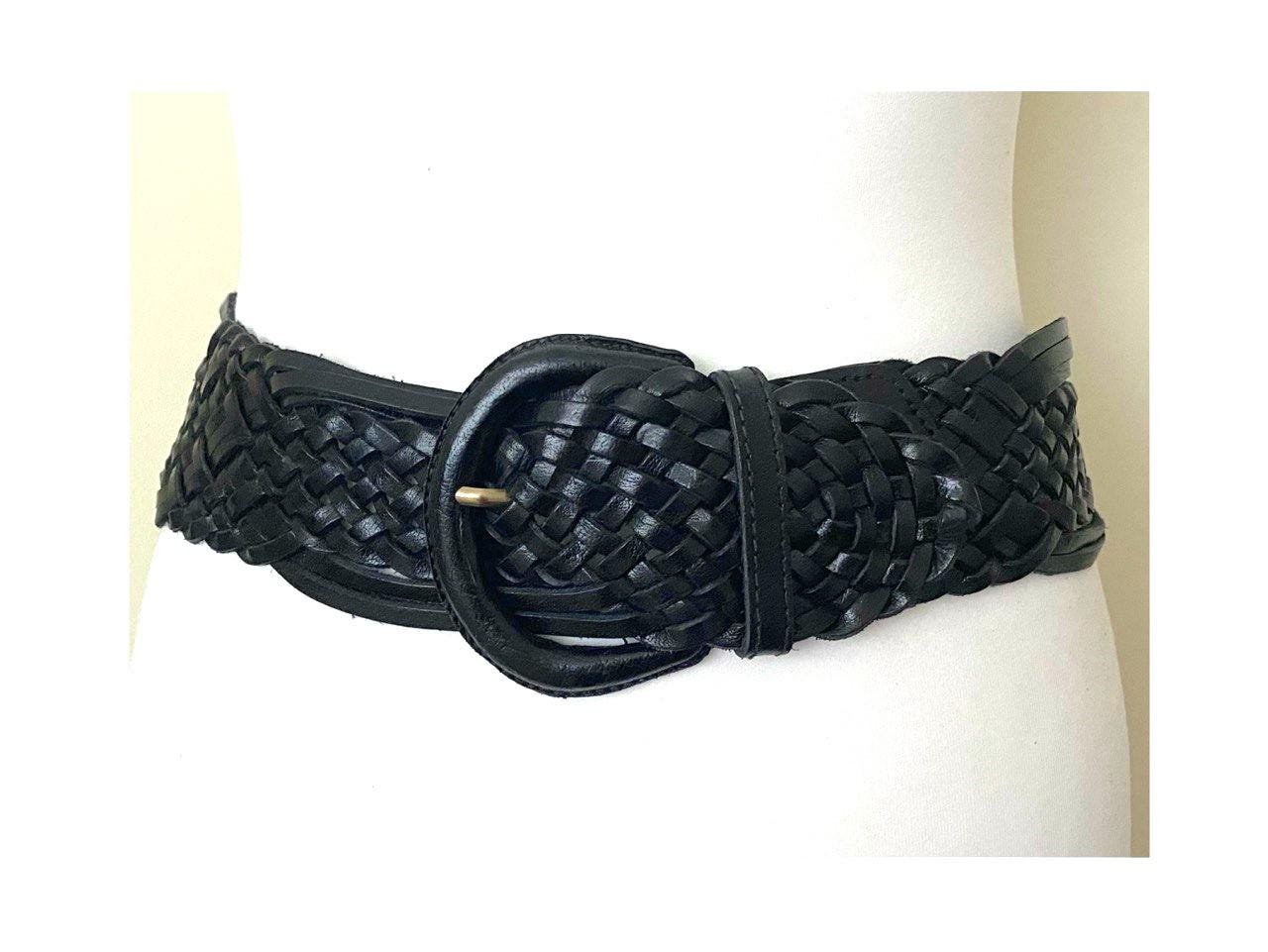 Vintage Wide Black Braided Tie Belt Black Braided Macrame Tie Accent Belt – Box & Burrow Vintage main image 2