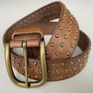 Vintage Liebeskind Berlin Leather Belt Studded Brown Leather Waist Belt, 29,5-33,5"/75-85cm