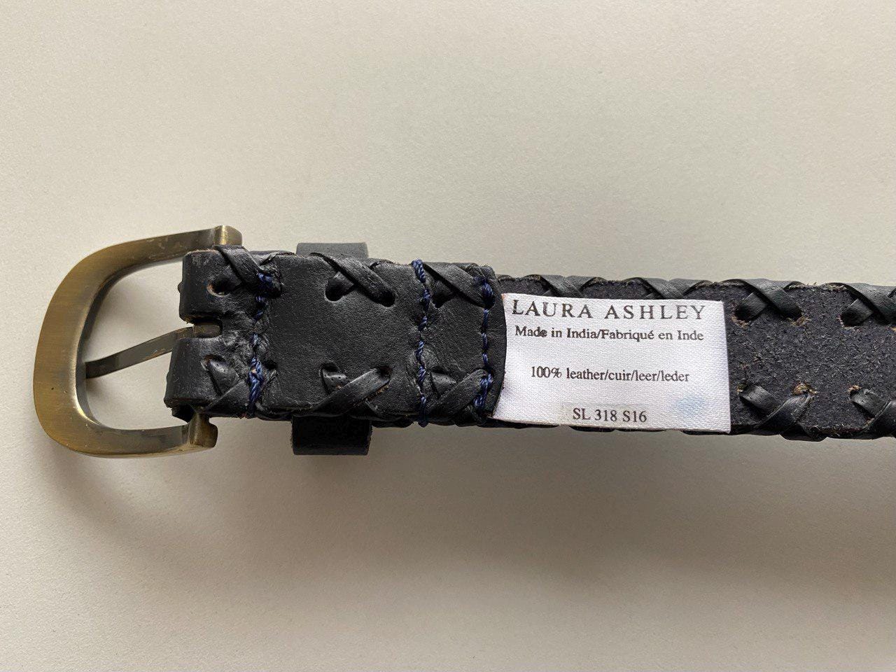 Laura Ashley Black Leather Belt with Brass-Tone Buckle BOSS - Italian-leather belt with gold-tone buckle - Black main image 4