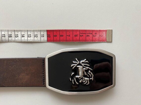 Vintage Tiger of Sweden Wide Leather Belt Dark Brown Large  display picture 1
