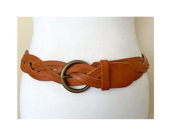 Vintage Brown Braided Leather Belt, Size M L - Etsy display picture 1