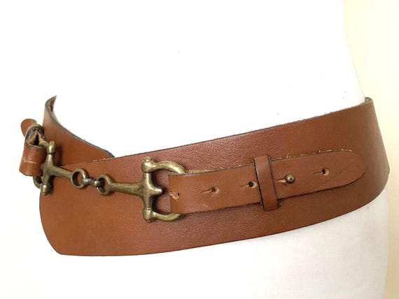Vintage PURDEY Horsebit Buckle Leather Belt High Low Waist  display picture 3