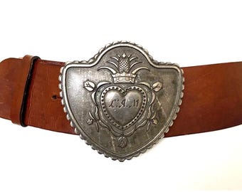 Vintage Avignon Leather Belt – 1980s/90s Designer Western 