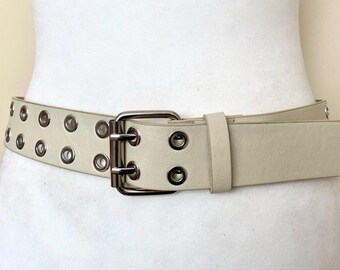 Vintage Studded Cracked Leather Belt Golden Western Cowboy  display picture 2