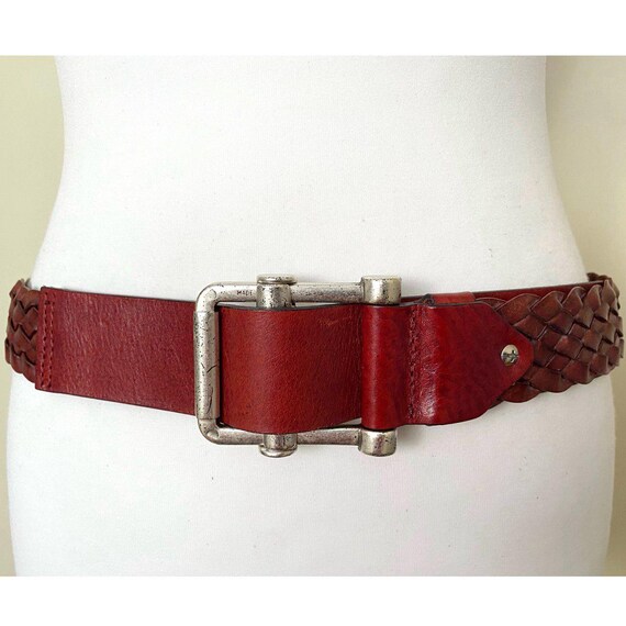 Vintage MAC Made in Italy Leather Belt Burgundy-red Heavy  display picture 3