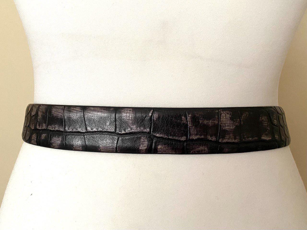 English Saddle Leather Unique Vintage 2001 Stamped New York USA Belt Sz Sm 30 32 1_c39d3d83-a0af-4c9c-b225-  main image 3
