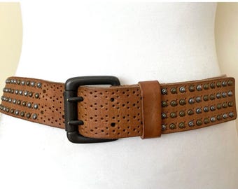 Vintage ESPRIT Leather Belt Solid Metal Buckle Waist Very  display picture 1