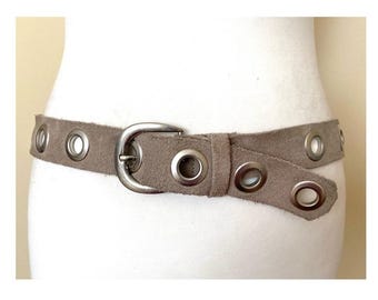 Vintage Western Wide Studded Rhinestone Brown Leather Belt, 37-41