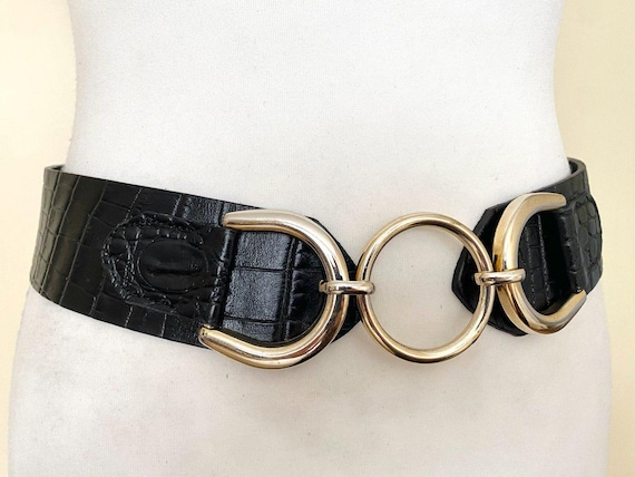 Vintage Spain Made Wide Non Leather Belt Black Embossed ZARA  display picture 1