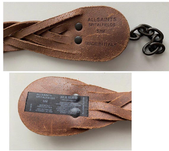 Vintage Italy Made ALLSAINTS Leather Belt Rocker Biker Heavy  display picture 1