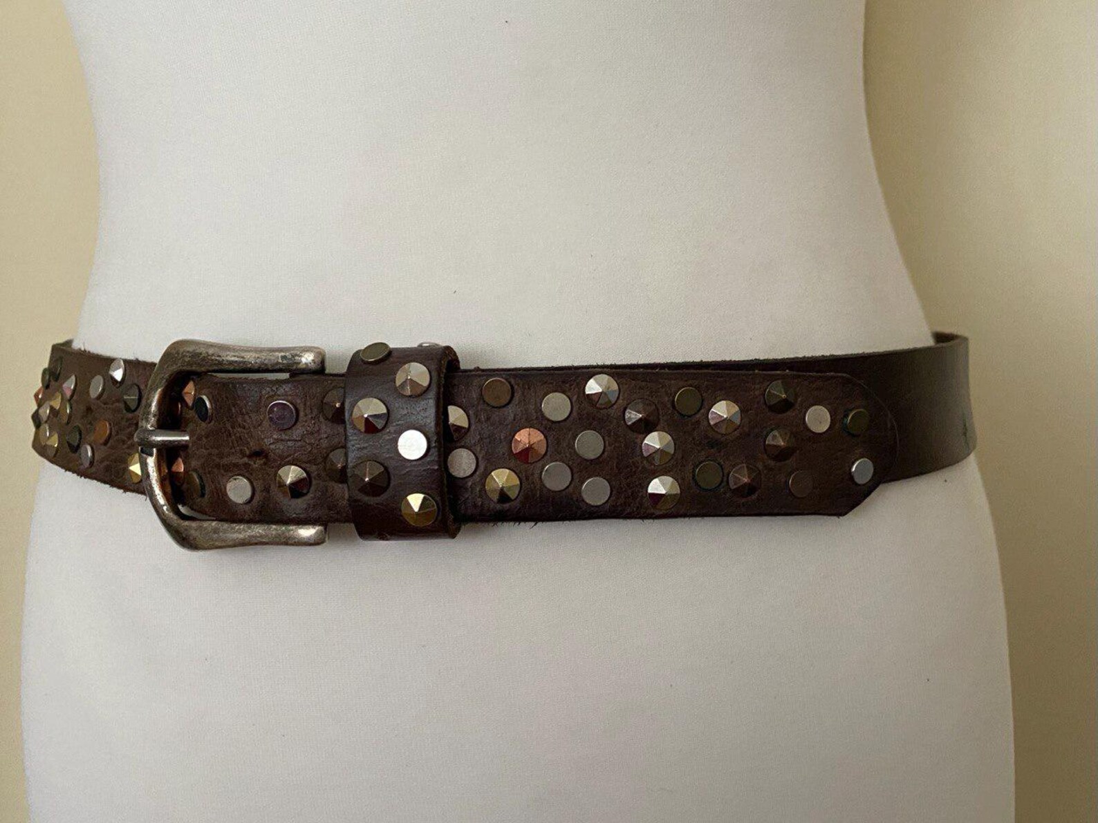 70s Rocker Belt Legend Vintage 70s 80s Western Brown Studded Leather Belt Rocker ...