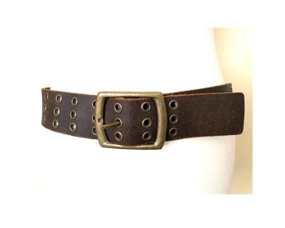 Vintage Leather Grommet Wide Belt BEAUDRM Women main image 4
