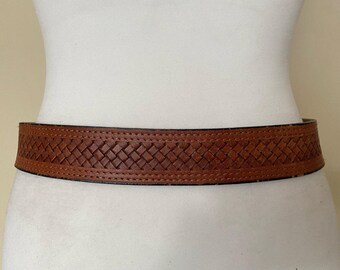 Vintage Brown Thick Leather Belt With Braided Insert and  display picture 2