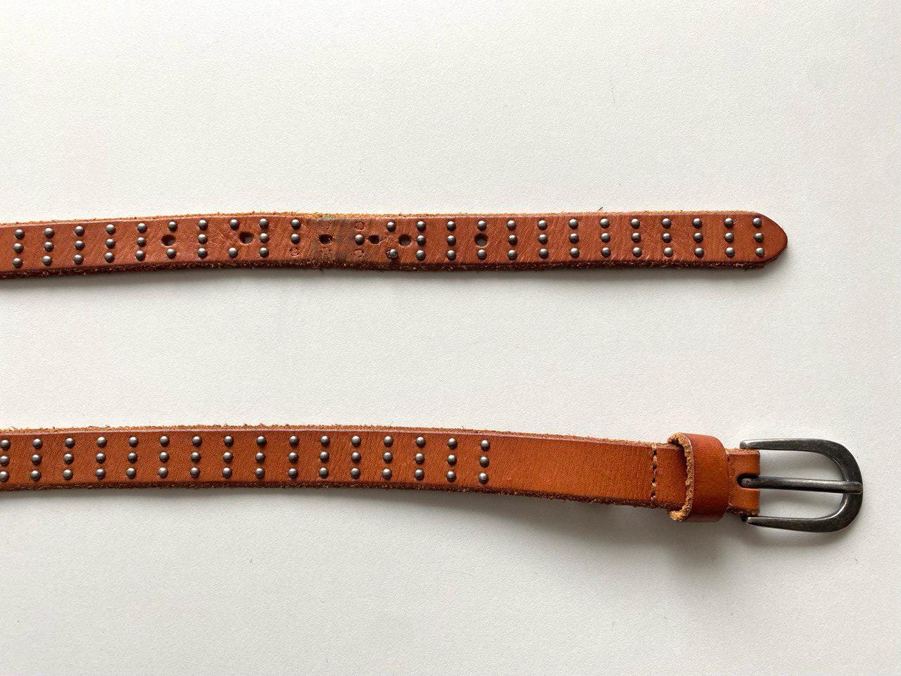 Western‎ Studded Belt San Juan Creek Brown Leather Silver Stamped  35\