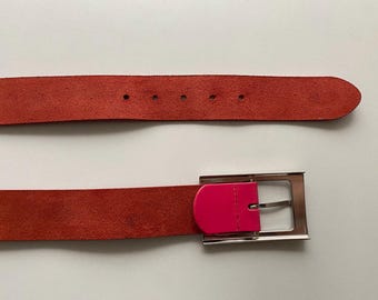 Vintage ESPRIT Leather Belt Raspberry Leather Belt, 30-33,5  display picture 3
