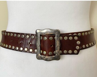 ANN DEMEULEMEESTER Vintage Studded Leather Belt, Gothic