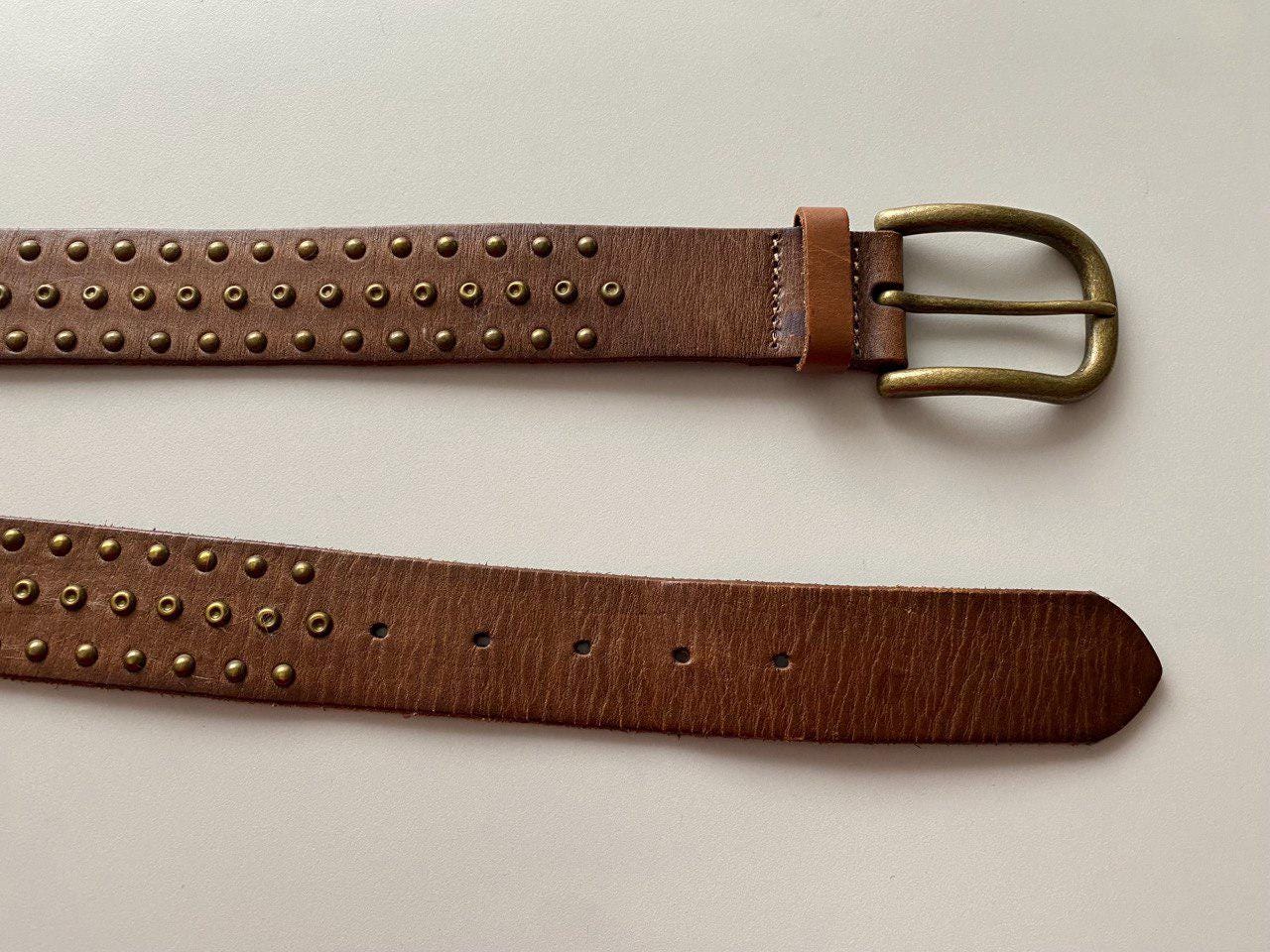 Vintage Liebeskind Berlin Leather Belt Studded Brown Leather  display picture 2