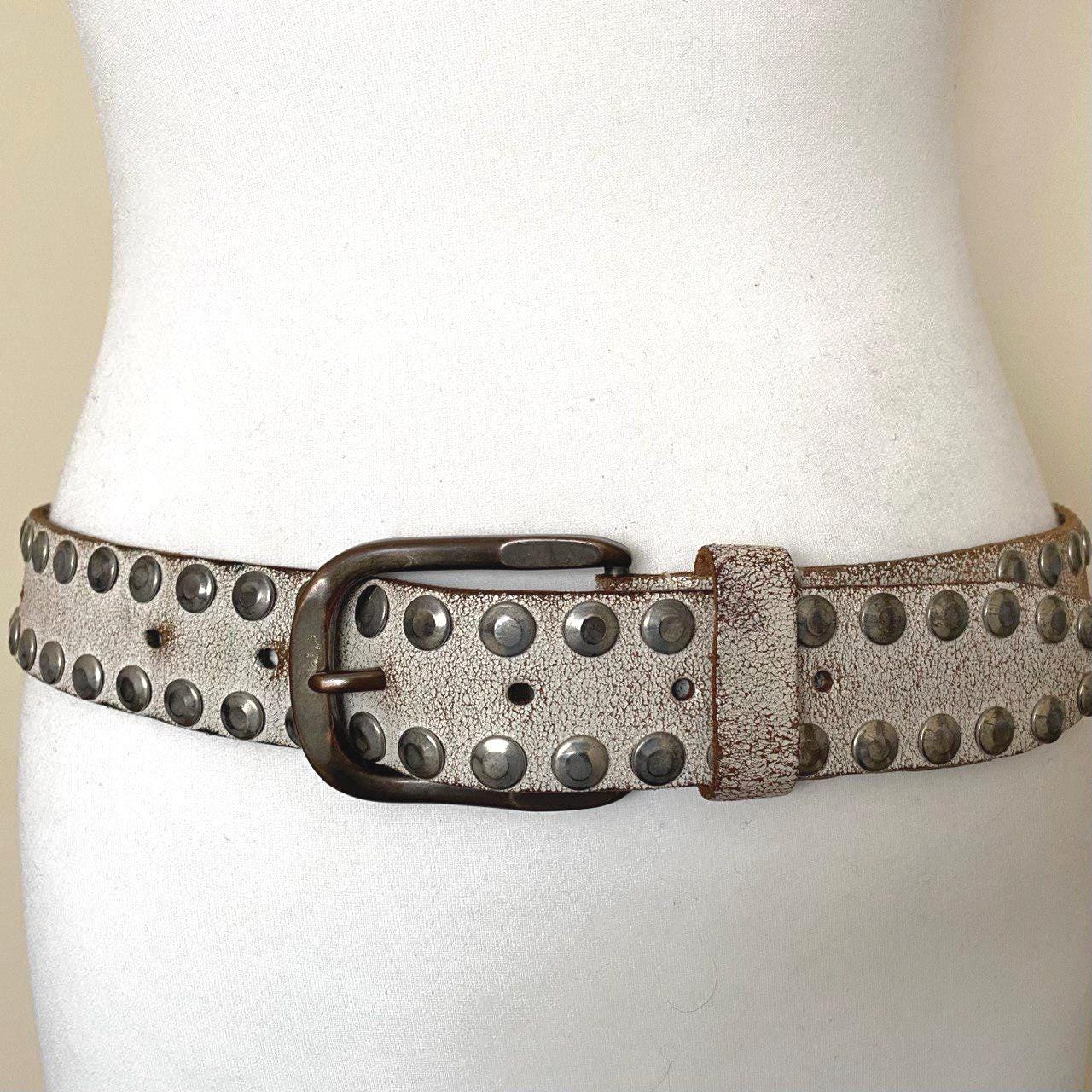VANZETTI BY BGM Croco Embossed Leather Womens Belt Sz 95 =38 Brown German Y2k Ostrich Print Croco Embossed Western Tabs Belt | Stetson main image 2